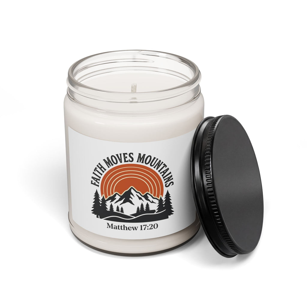 Soy Candle — “Faith Moves Mountains” Matthew 17:20 Scented Jar (9oz)