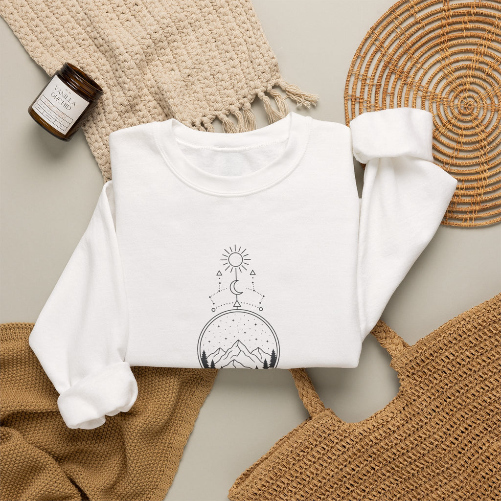 Crewneck Sweatshirt — Minimal Forest Moonline Graphic
