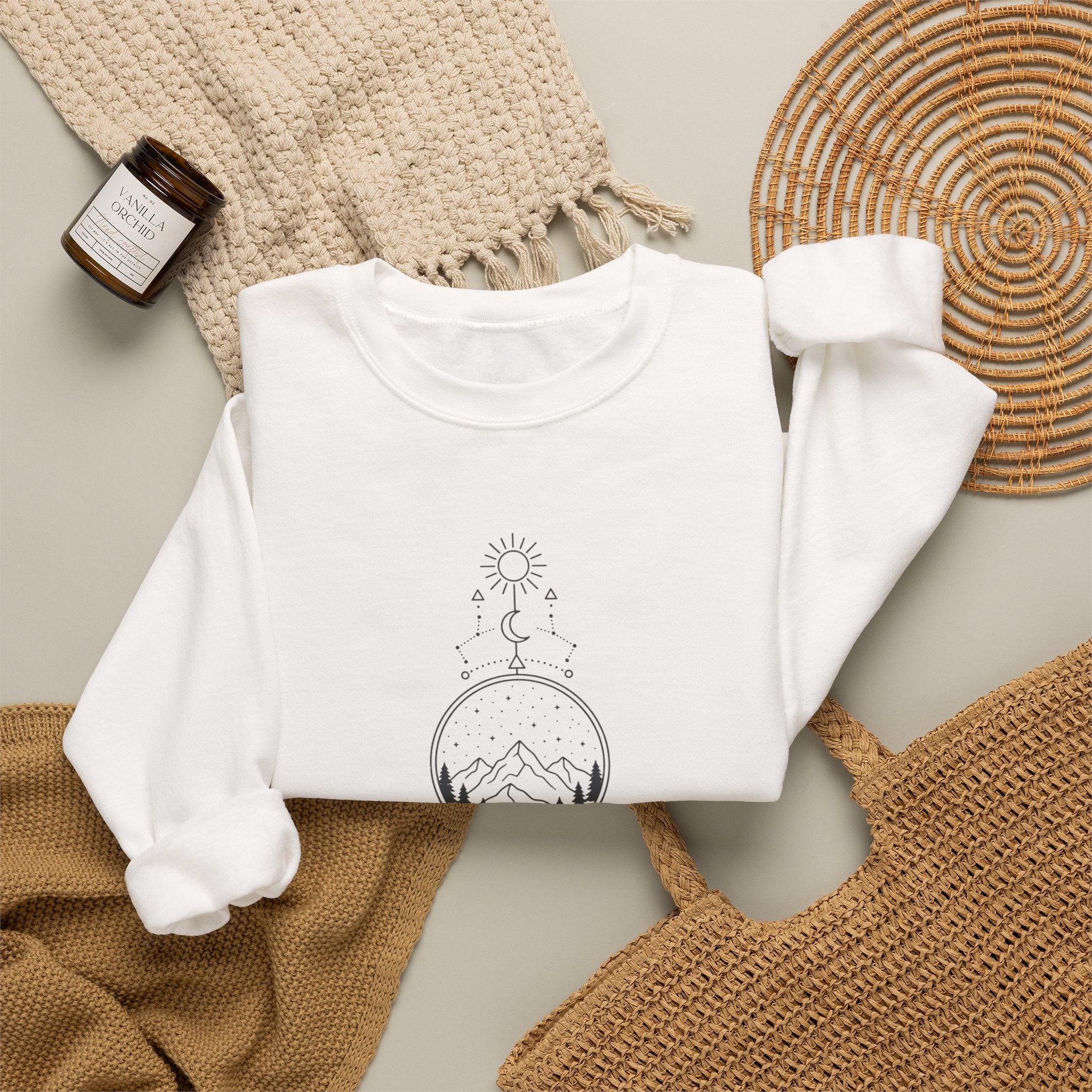 Crewneck Sweatshirt — Minimal Forest Moonline Graphic