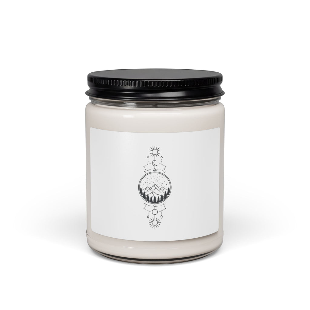 Mountain Moon Soy Candle — 9oz Scented Jar (Boho Celestial Nature Design)