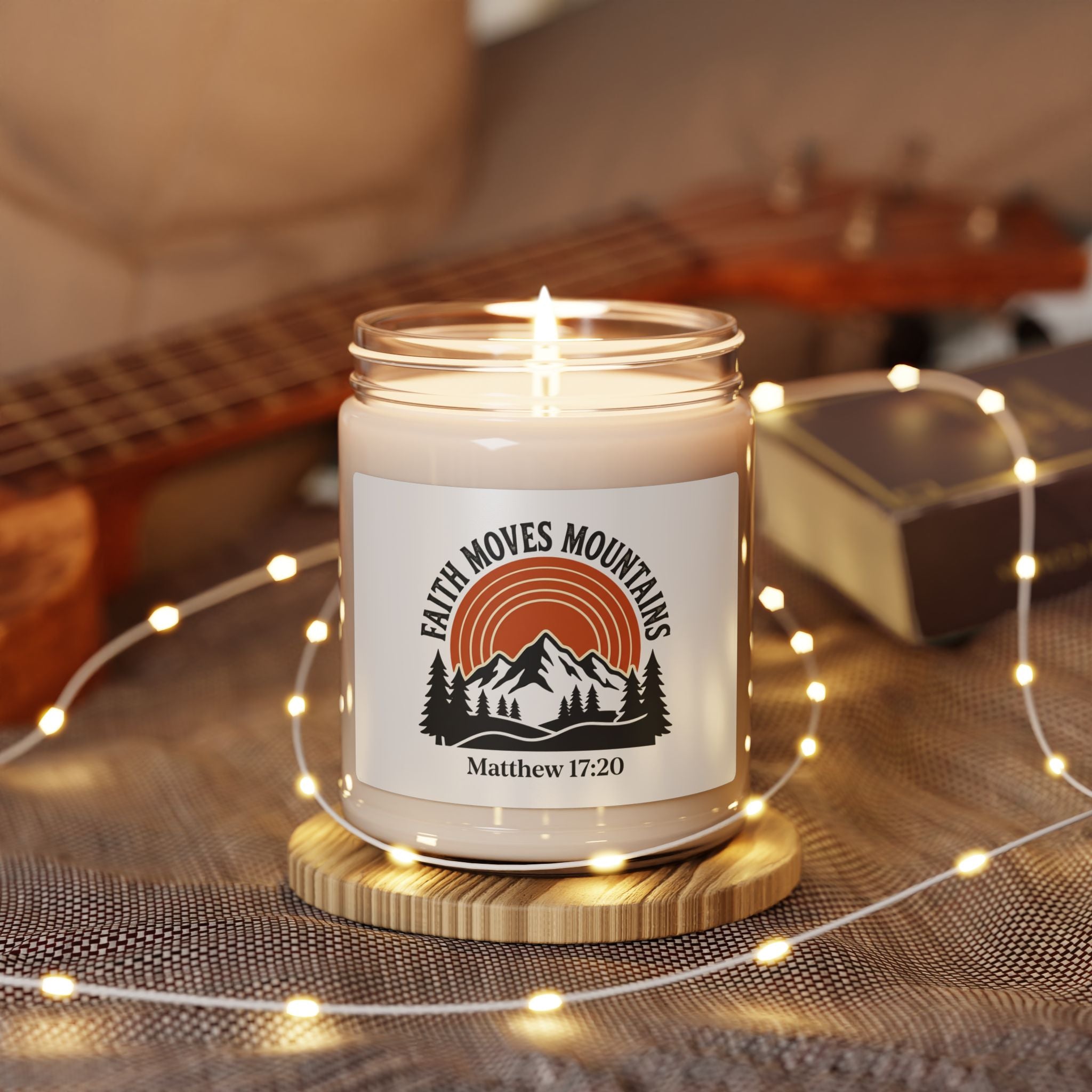 Soy Candle — “Faith Moves Mountains” Matthew 17:20 Scented Jar (9oz)