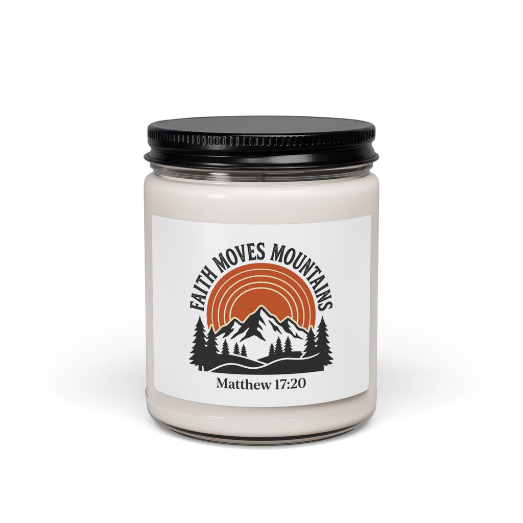 Soy Candle — “Faith Moves Mountains” Matthew 17:20 Scented Jar (9oz)