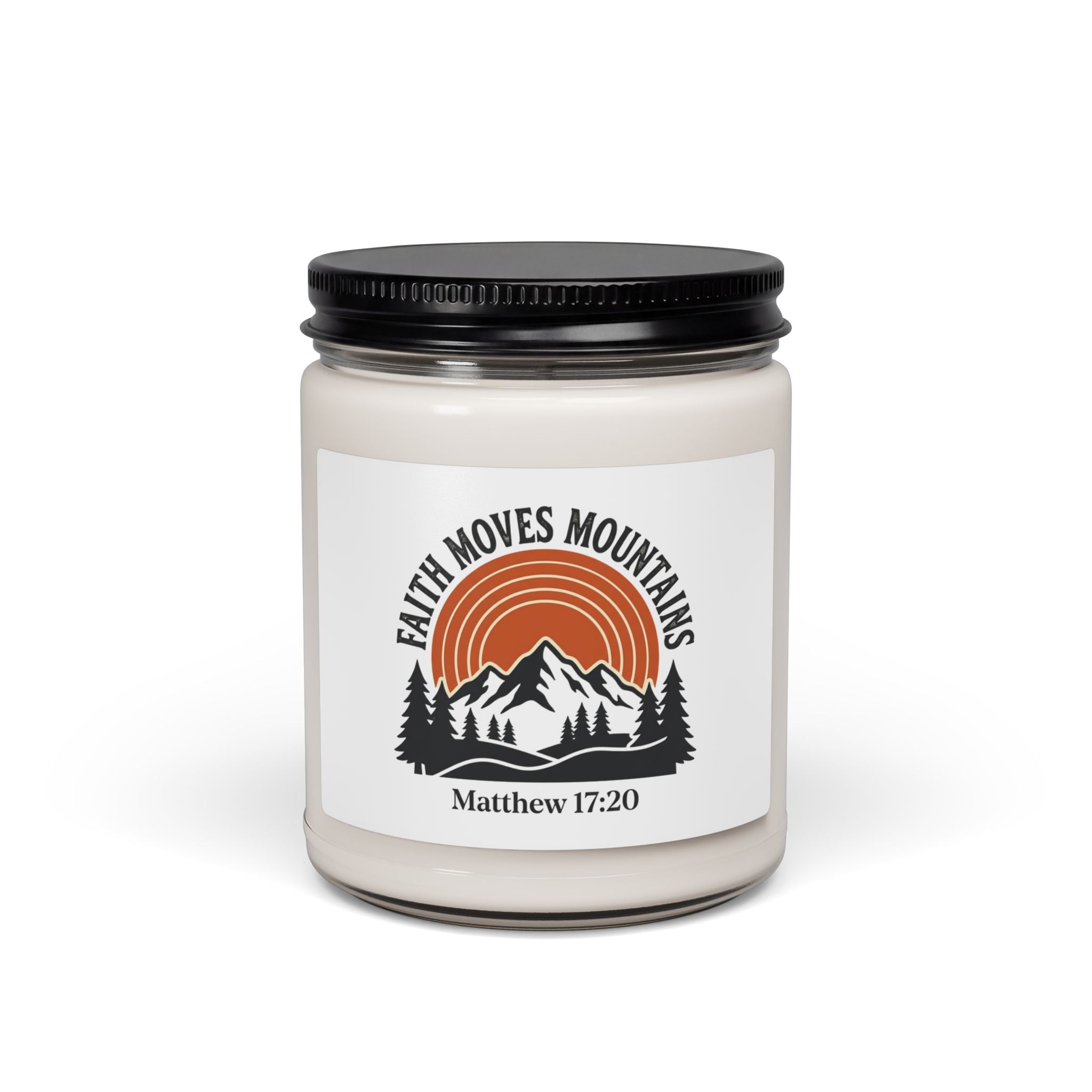 Soy Candle — “Faith Moves Mountains” Matthew 17:20 Scented Jar (9oz)