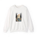 Nature Sunset Crewneck Sweatshirt — Mountain River Pine Trees Graphic