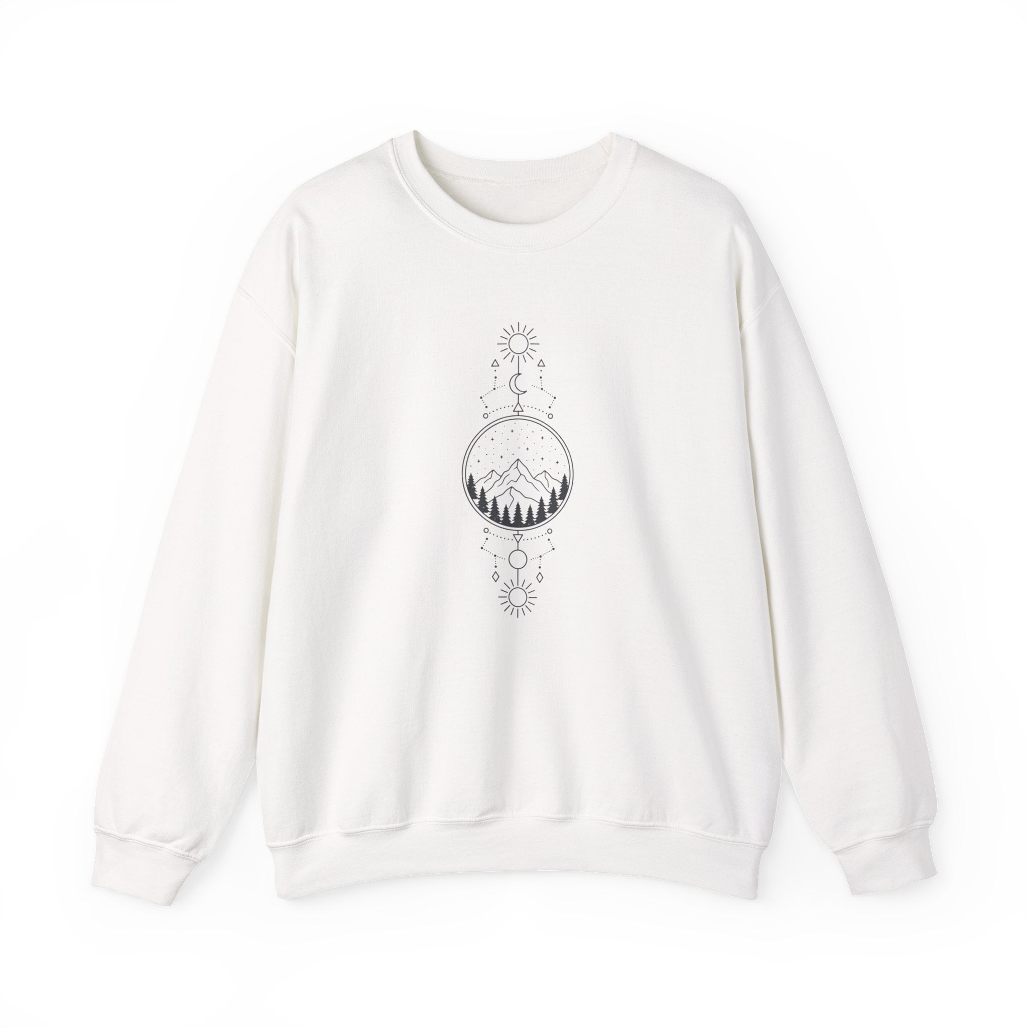 Crewneck Sweatshirt — Minimal Forest Moonline Graphic